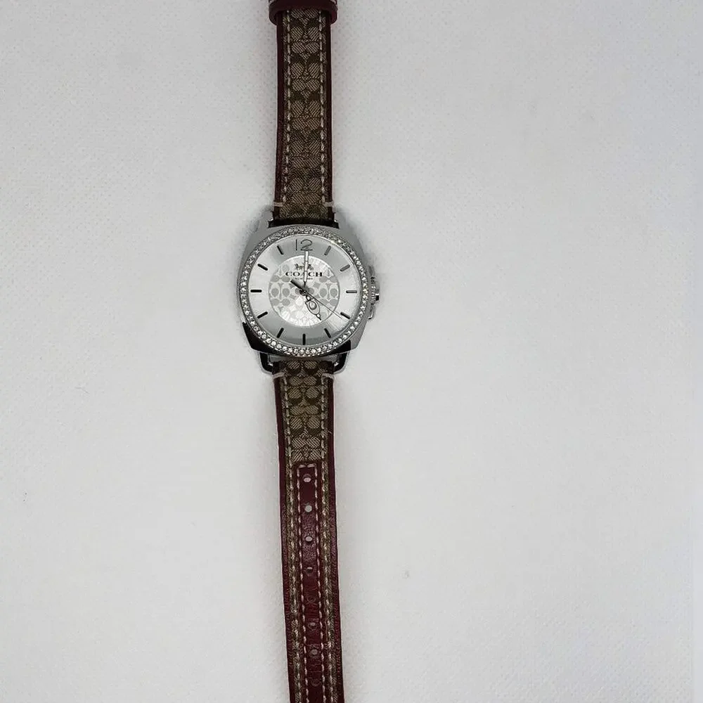 Coach Signature Boyfriend Watch Khaki/Burgundy